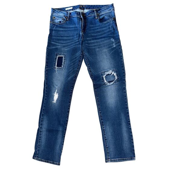Kut From The Kloth Catherine Boyfriend Patch Detail Jeans Sz 10 - Picture 1 of 8